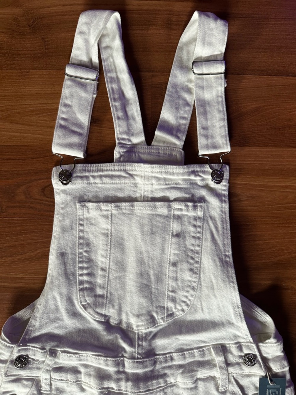 🆕 White Women's Denim Short Overalls - Picture 4 of 7